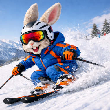 Osterhase f&auml;hrt Ski